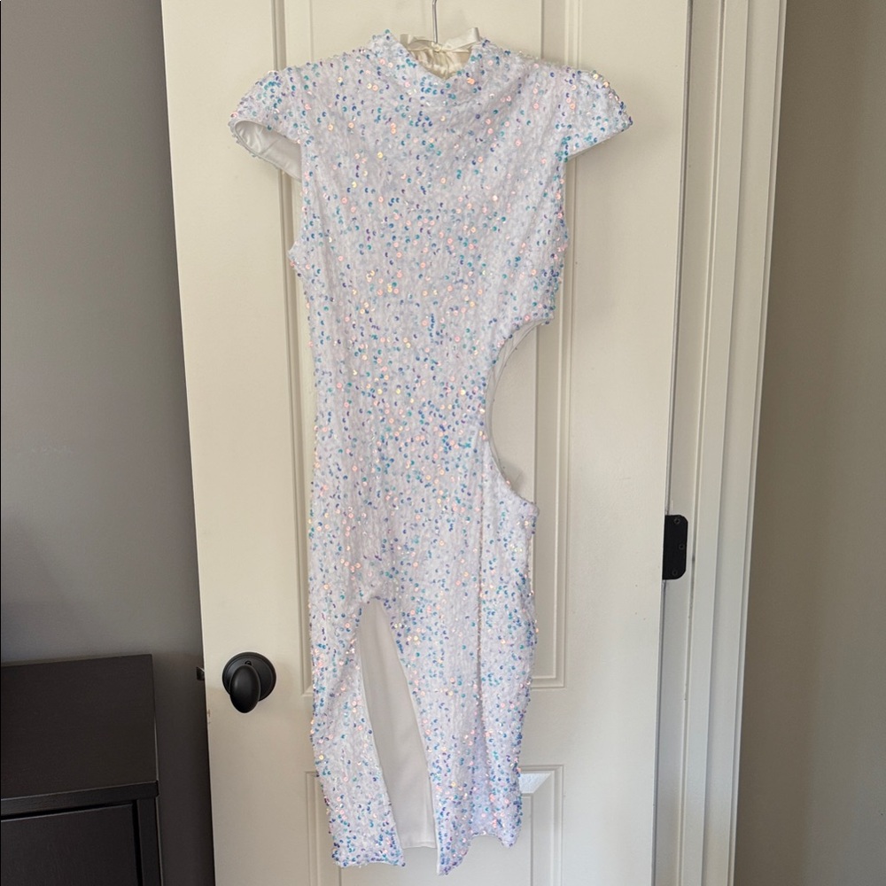 SHEIN White Sequin Mini Dress
